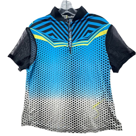VTG Jamie Sadock Short Sleeve Polka Dot Polo Shirt Sz Medium Golf‎ Pickleball - Picture 1 of 11